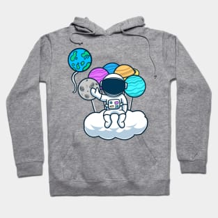 Cute Astronaut Sitting On Cloud With Planet Balloon Hoodie